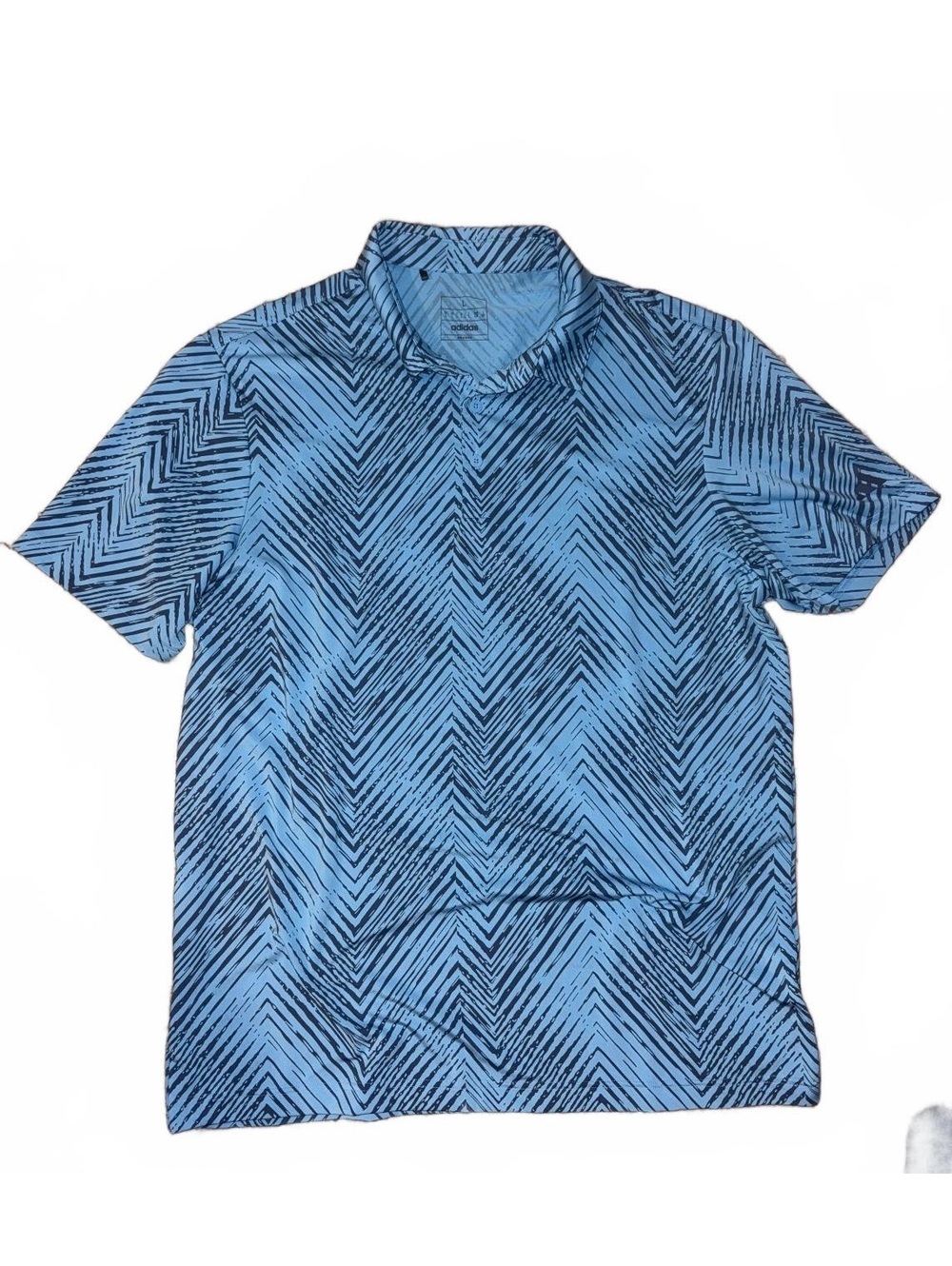 Adidas Men’s Large Blue Navy Chevron Print Short Sleeve Golf Polo